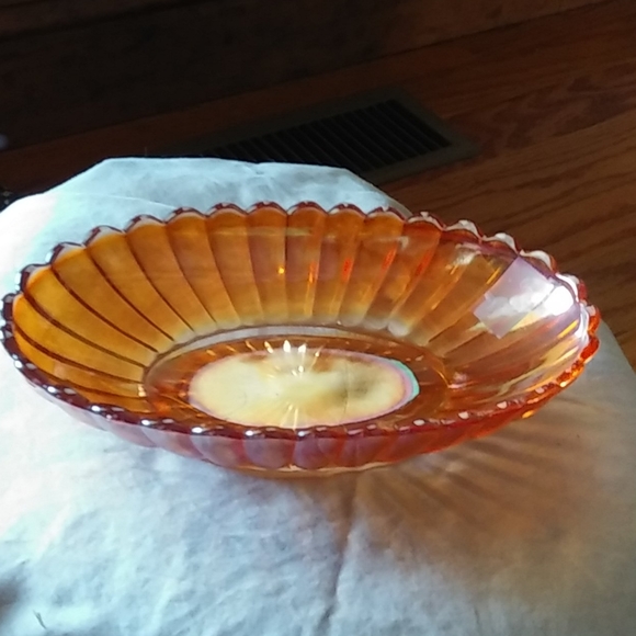 Other - Gorgeous Marigold carnival glass oval bowl dish